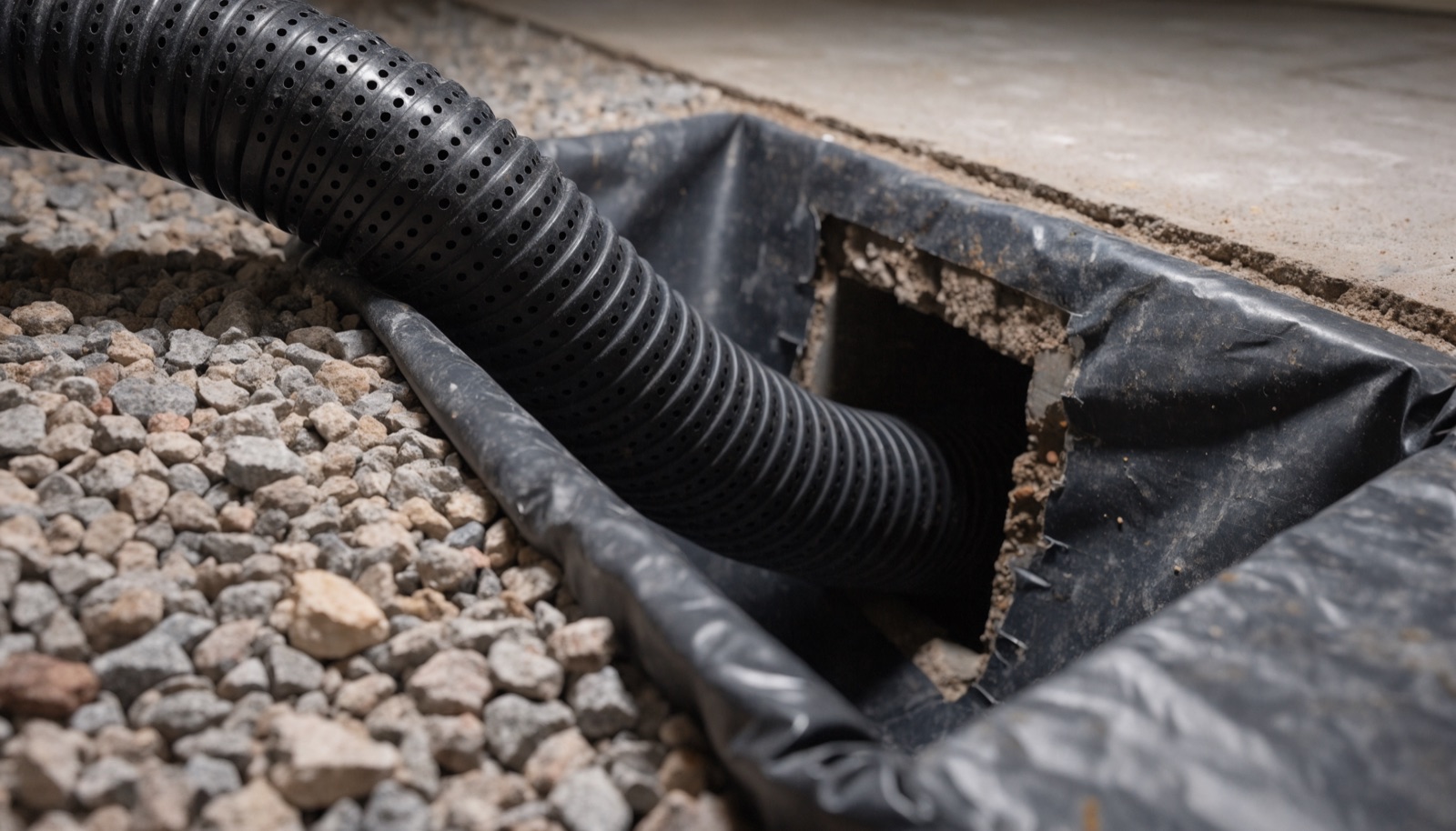 Weeping tile pipe redirected into a newly installed sump pit